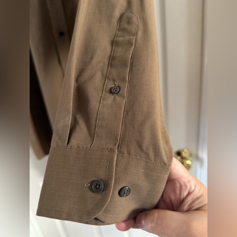 Men’s Stafford Wrinkle-Free Shirt Tan‎ Long-sleeve Size 16 32/33 - Picture 3 of 8